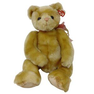 1999 Ty Classic Yesterbear Gold Plush Teddy Bear With Tag & Neck Bow #ST-B